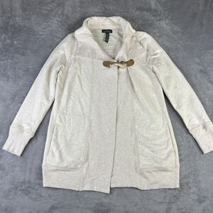 LRL Lauren Jeans Co Ralph Lauren Sweater Womens XS Beige Toggle Cardigan Ribbed‎